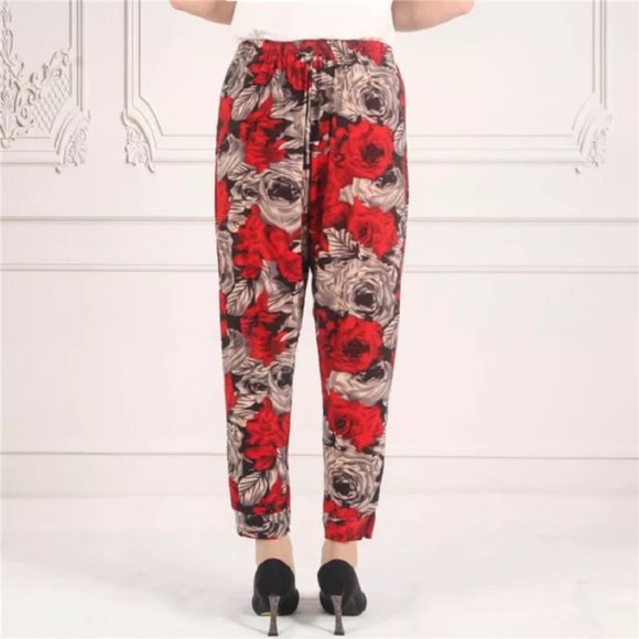 Daily Use Casual Pants for Women Floral Relaxed Fit side pockets Stretchy Pants - Picture 5 of 7